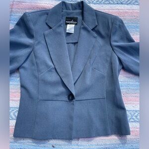 Blue vintage style blazer with shoulder pads